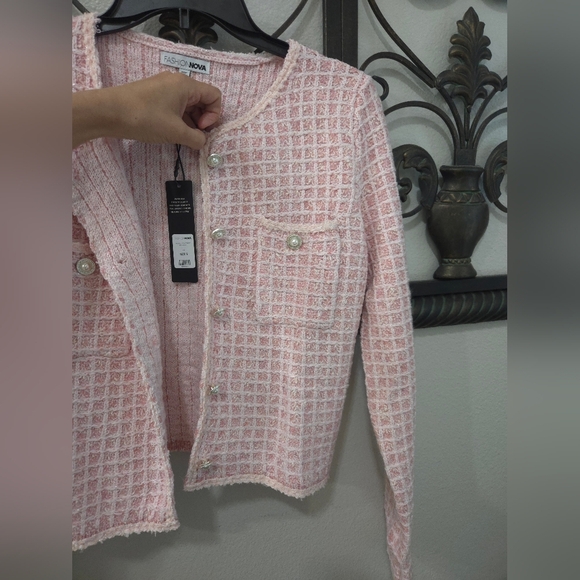 NWT Fashion Nova Barbie Pink Tweed Blazer - Picture 2 of 7